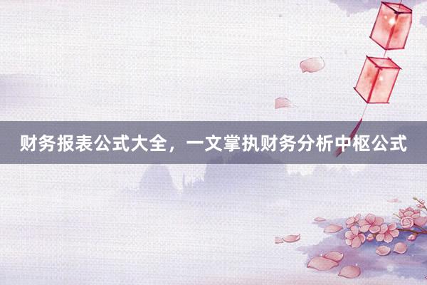 财务报表公式大全，一文掌执财务分析中枢公式