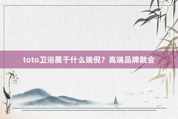 toto卫浴属于什么端倪？高端品牌融会
